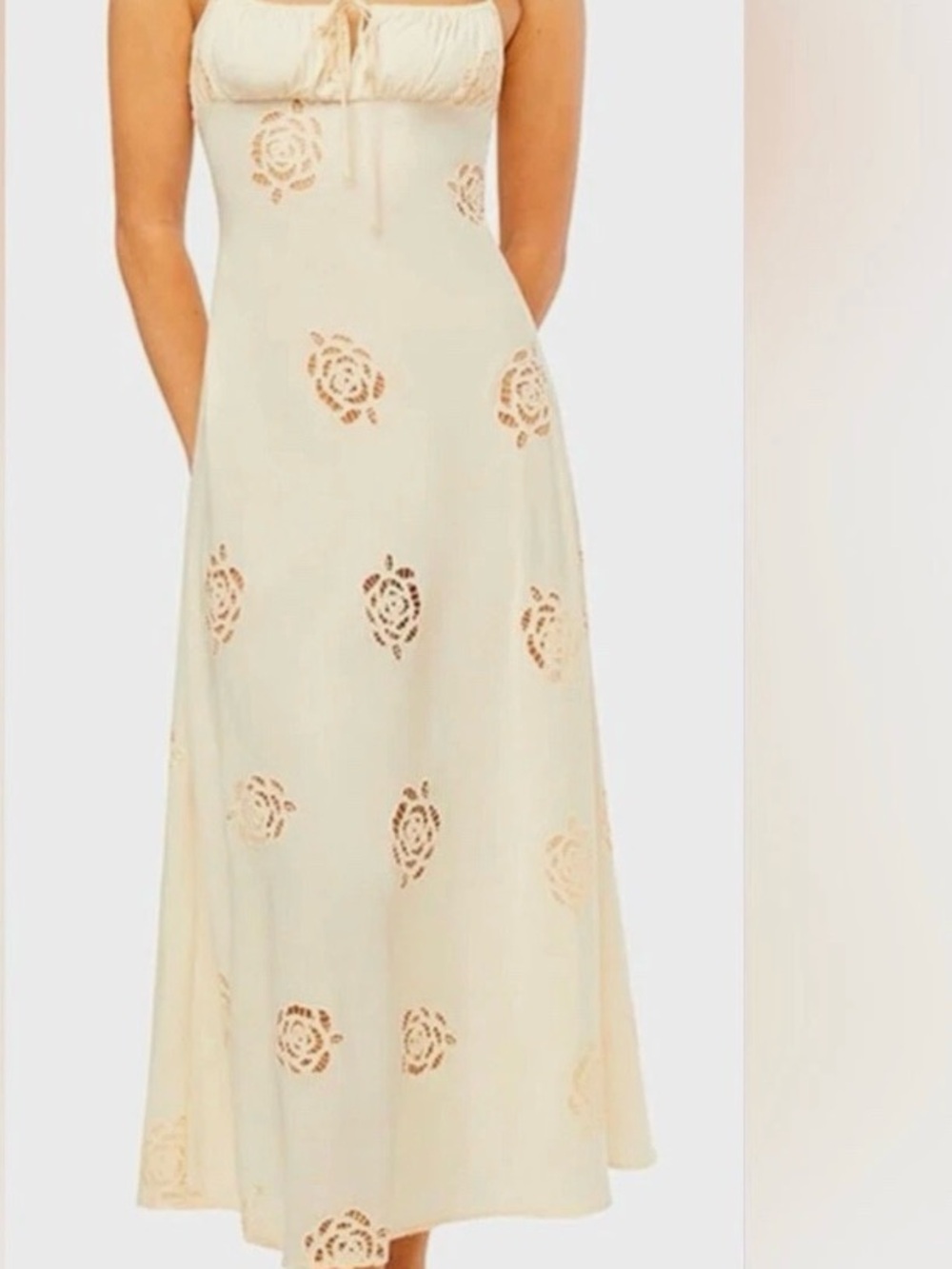 WeWoreWhat Cream Lace-Panel Maxi Slip Dress